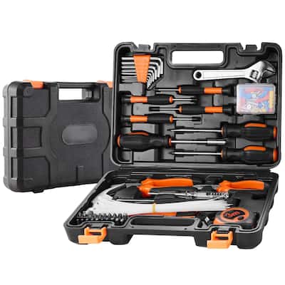 Orange-Black 132 Piece Tool Kit for Home Repairs Compact Hand Tools with Storage Case - 12.28 x 8.86 x 2.76 inch