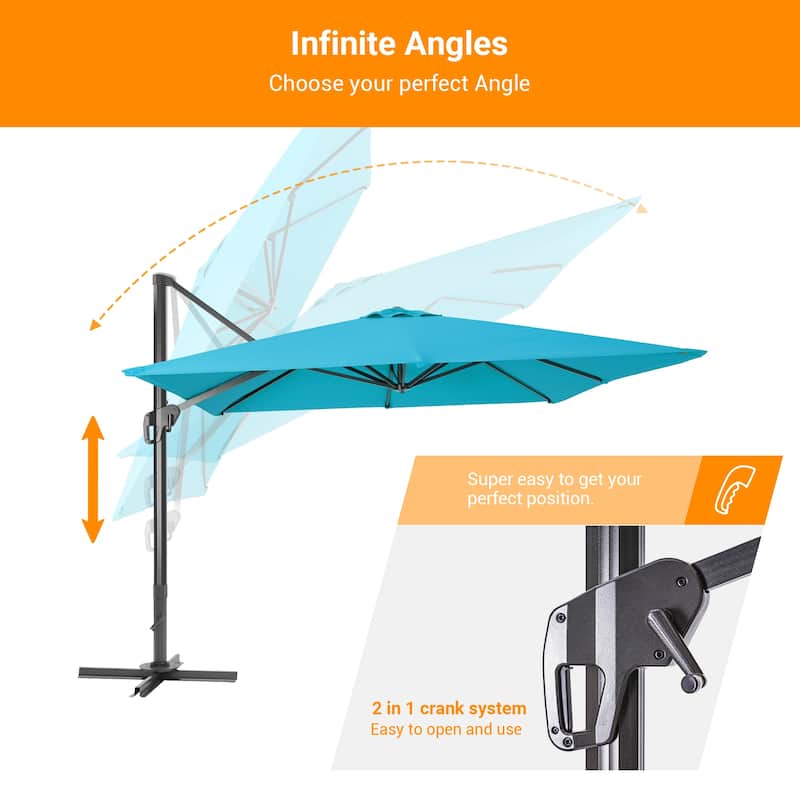 LIVOOSUN 10x10ft Cantilever Patio Offset Hanging Umbrellas