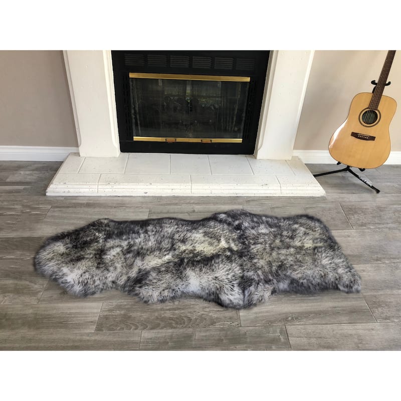 Dynasty Natural 1-1/2 Pelt Luxury Long Wool Sheepskin Shag Rug - 2' x 4'