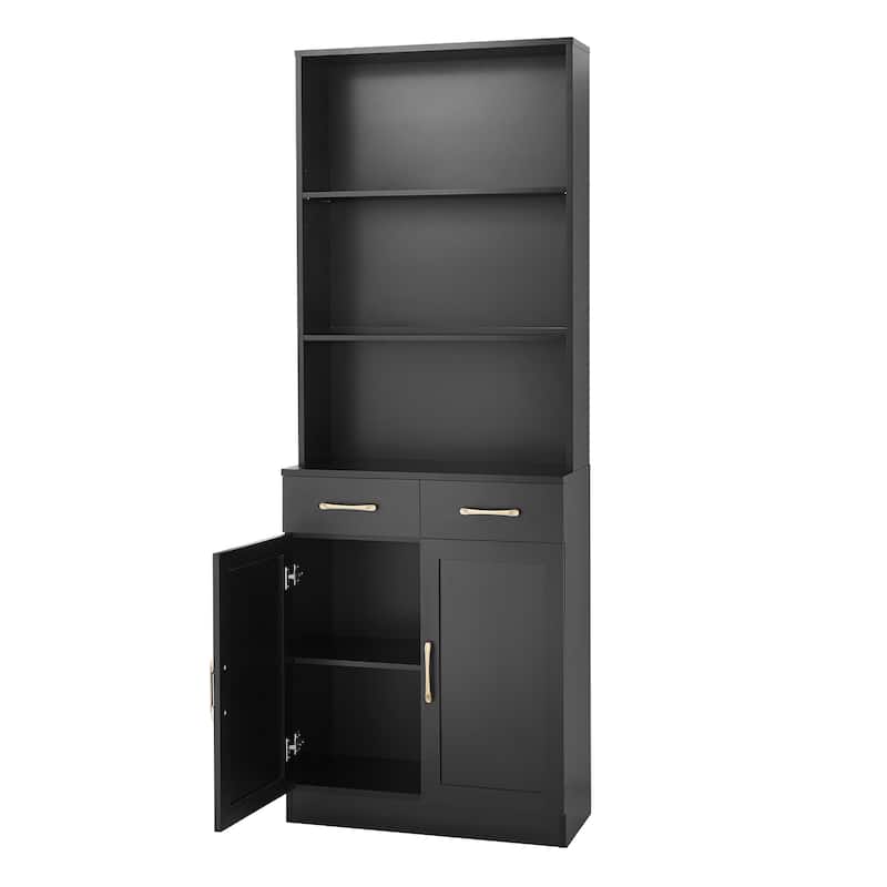 Freestanding Kitchen Pantry Cabinet Storage Cabinet with Adjustable Shelf, Tall Bathroom Cabinet with Anti-Tip
