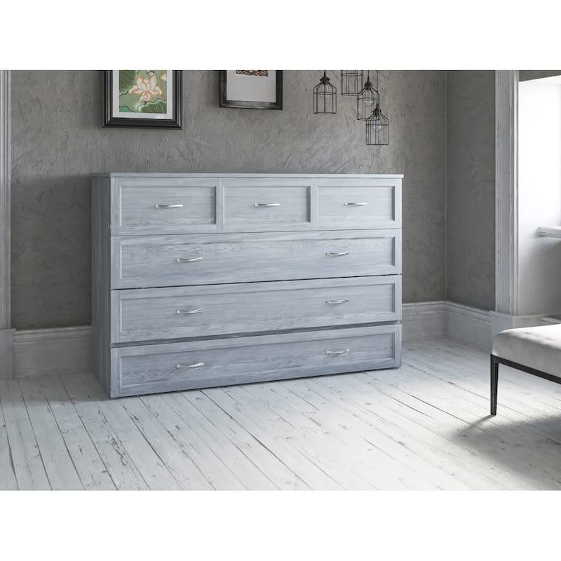 Queen Murphy Bed Chest - Space Saving Furniture with Charging Station & Mattress - City Sleek Design