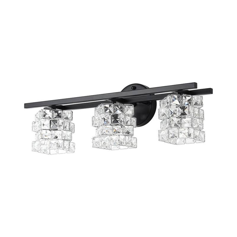 Mosaic Crystal Cube Shade Linear Bathroom Vanity Light
