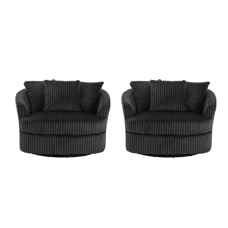 UIXE Oversize 43" Plush Corduroy Swivel Barrel Chair Comfy Accent Chair For Living Room