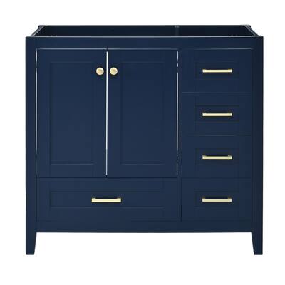 35 in. W x 18 in. D x 33 in. H MDF Freestanding Bath Vanity Base in Blue without Counter Top