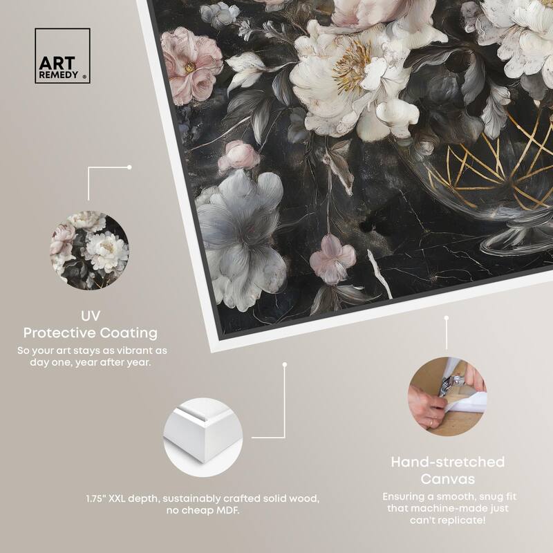 Peonies in Glass Vase Canvas by Art Remedy