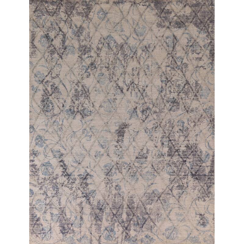 Abstract Modern Area Rug Hand-Knotted Wool Carpet - 8'0"x 9'11"