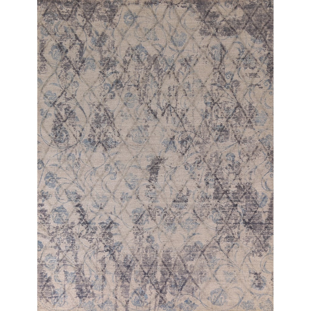Abstract Modern Area Rug Hand-Knotted Wool Carpet - 8'0"x 9'11"