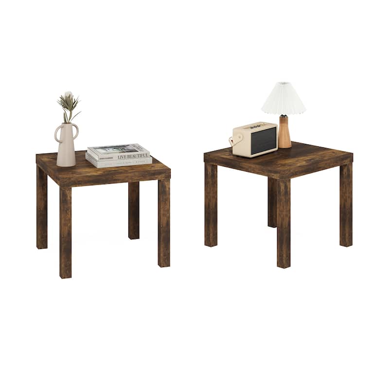 Furinno Classic Homey Square Side Table, Set of 2, Black