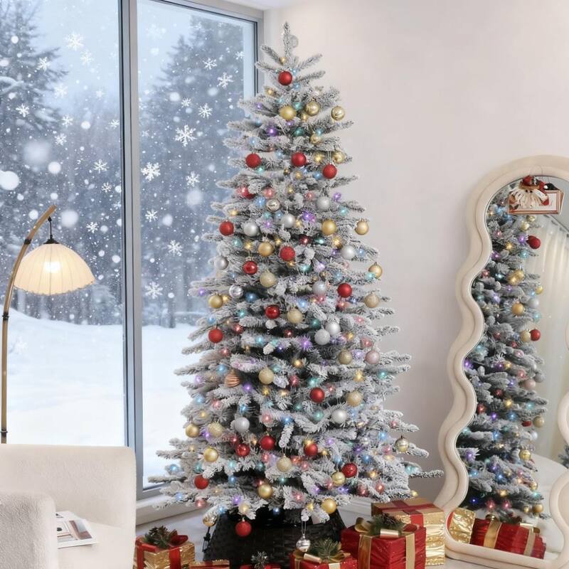 7.5ft Snow Flocked Artificial Christmas Tree - Green