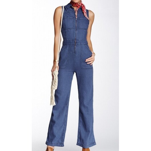 free people jean jumpsuit