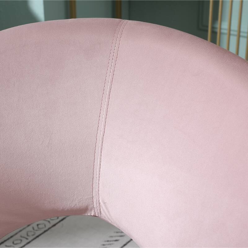 Pink Modern 28" Polyester Upholstered Accent Chair with Gold Tone Finished Base and Metal Sled Legs