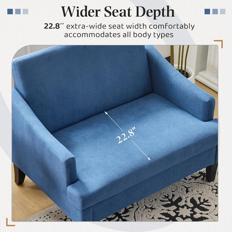 Bezseller Modern Oversized Accent Chair, 33.5'' Wide Seat Upholstered Armchair with Wood Legs and 2 Pillows