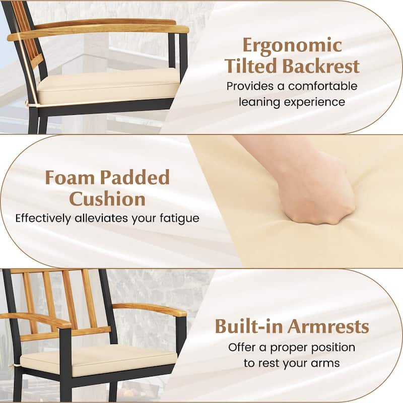 Costway Patio Dining Chairs Set of 2/4 Metal Outdoor Chairs with