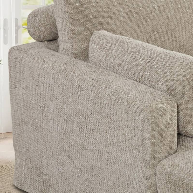 63.4"W Chenille Combination Sofa,Sofa Bed with Cushions & Metal Legs