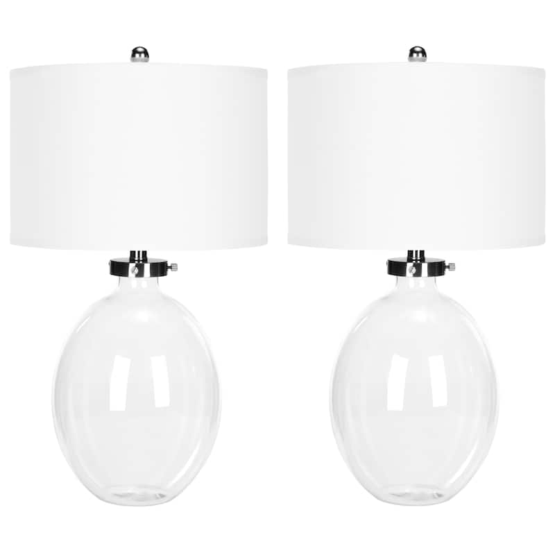 SAFAVIEH Lighting Firdes 26-inch Clear Glass Table Lamp (Set of 2) - 15"x15"x26" - 15Wx15Dx26H