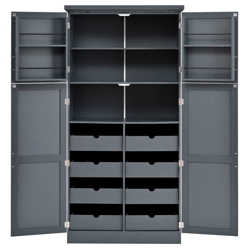 70.9"Tall Freestanding Kitchen Pantry Cabinet with Doors, Pull-out Trays and Adjustable Shelves for Organization