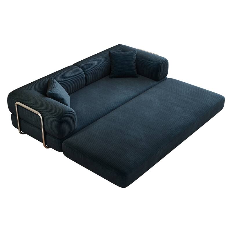 78.8" Convertible Floor Sofa Bed, Corduroy Folding Mattress Sofa Couch for Small Spaces ,No Assembly