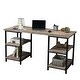 preview thumbnail 8 of 7, EYIW 59" Computer Desk Trestle Desk with Both Side 2-Tier Shelves, Modern Simple Style Workstation Home Office Table