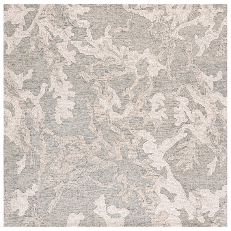 SAFAVIEH Handmade Harvest Aurianne Wool Rug - 6' Square - Light Grey/Ivory