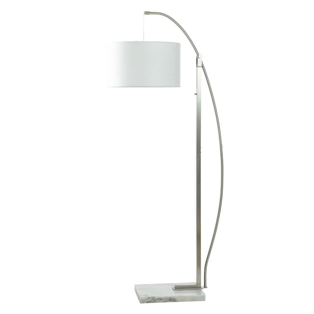 StyleCraft Ellison Arc Floor Lamp - Brushed Steel - White Shade