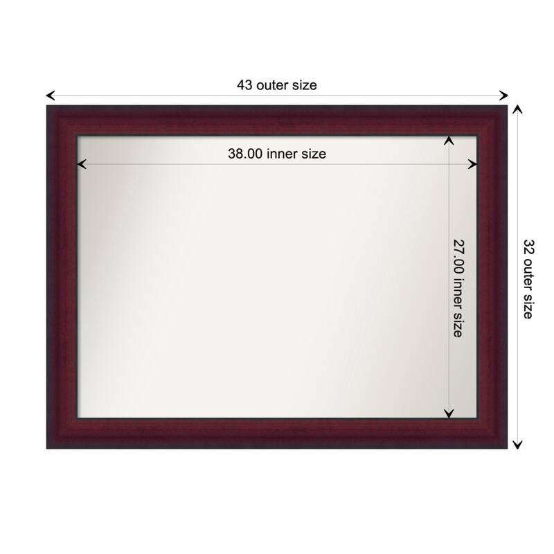 Canterbury Cherry Non-Beveled Wood Framed Bathroom Vanity Wall Mirror - Canterbury Cherry - Glass Size 38x27