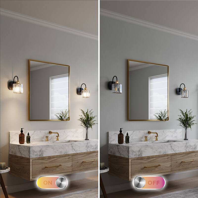 ExBrite Modern Rose Gold Dimmable Bathroom Crystal Vanity Lights