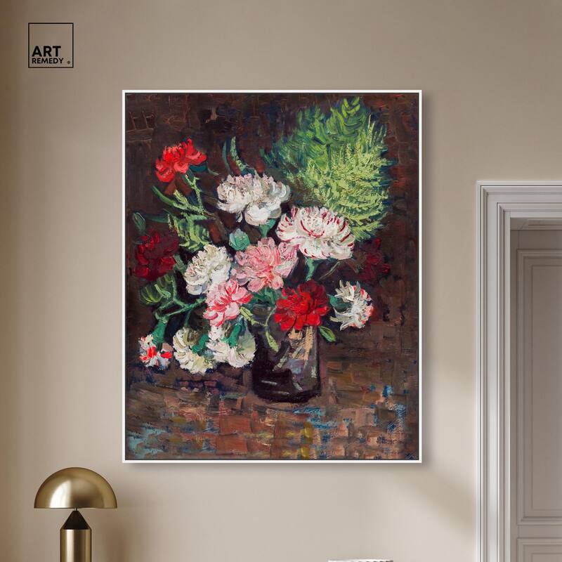 Vase with Carnations Canvas by Art Remedy