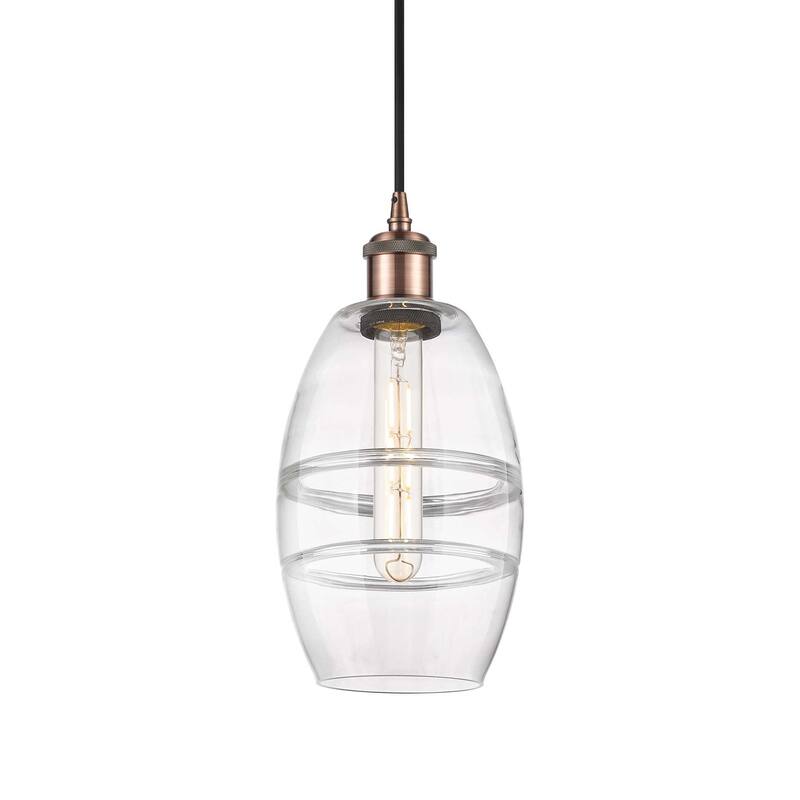 Innovations Lighting 516-1P-9-6 Vaz Pendant Vaz 6" Wide Mini Pendant - Antique Copper / Clear