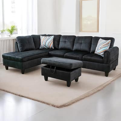 KISRAIS 97" Wide 3-Piece Upholstered Sectional Sofa Set for Small Spaces