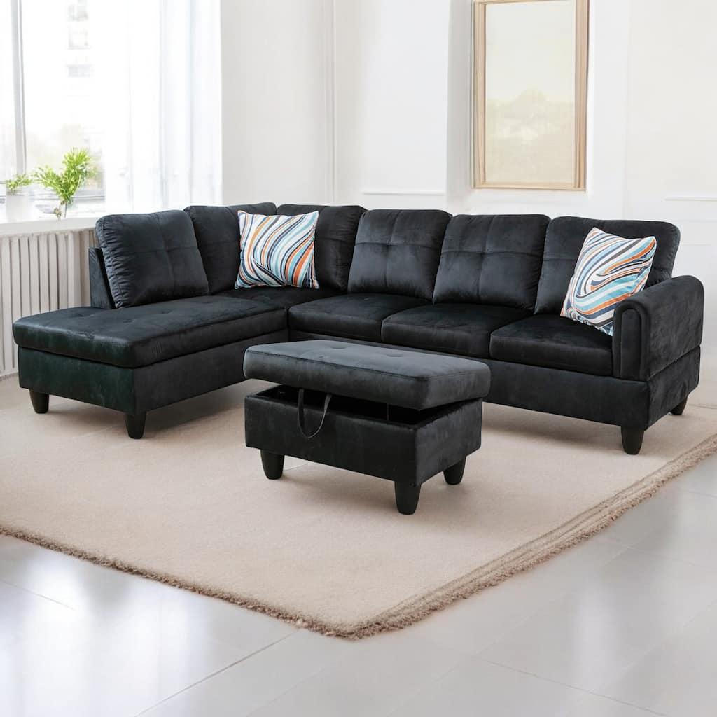KISRAIS 97" Wide 3-Piece Upholstered Sectional Sofa Set for Small Spaces