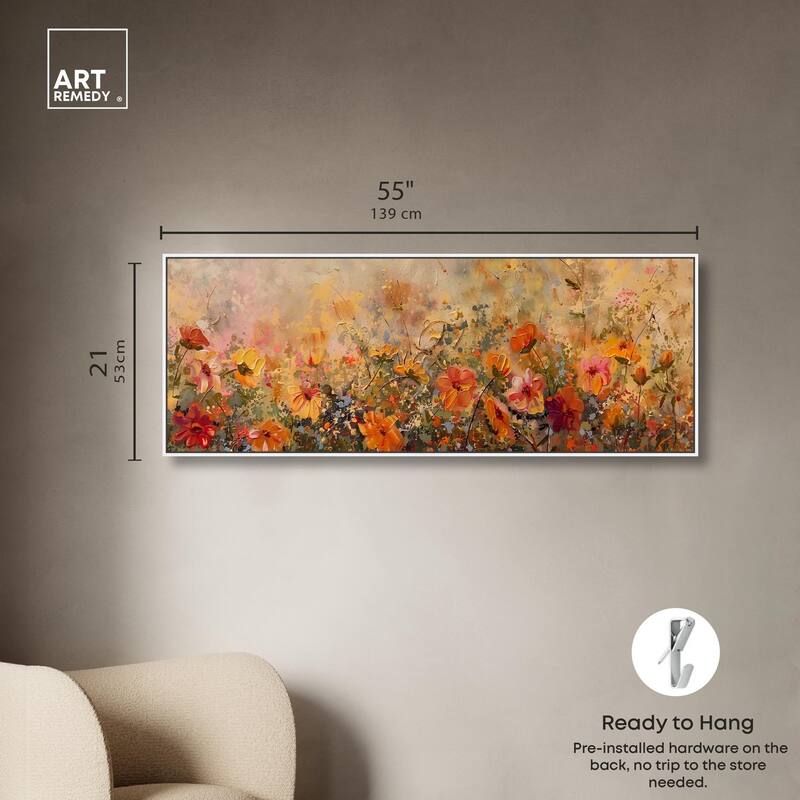 Fall Cosmo Flowers Panoramic Canvas by Art Remedy