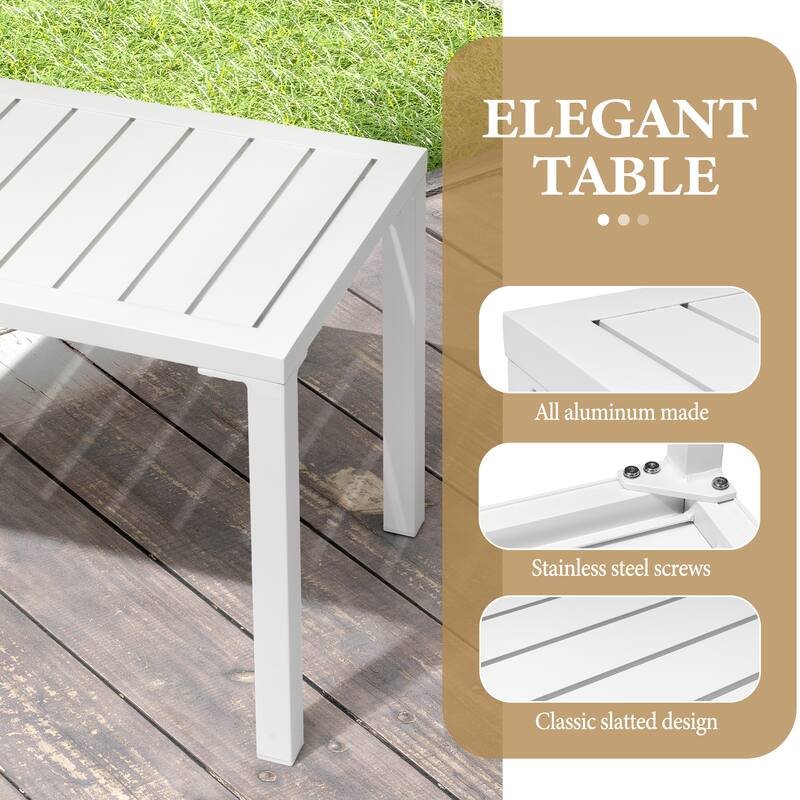 3-Piece Outdoor Loungers Patio Chaise Lounge Chairs Set with Side Table