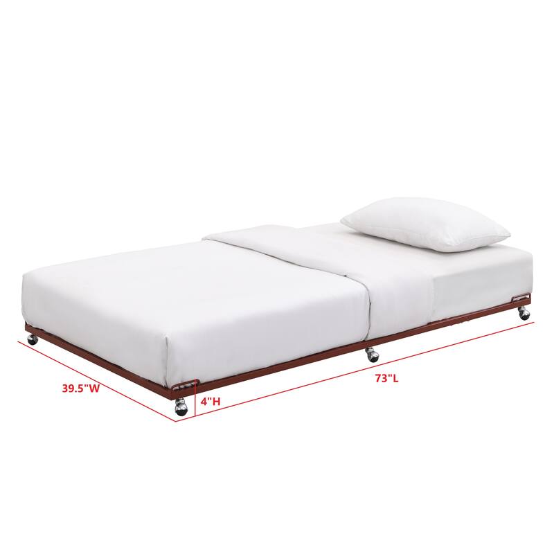 Moley Metal Twin Trundle Bed Frame with Modern Sleek Design