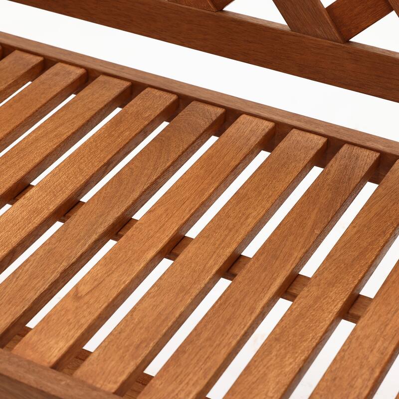 4Ft Solid Wood Outdoor Loveseat Park Bench, Porch Deck Garden Wooden Furniture