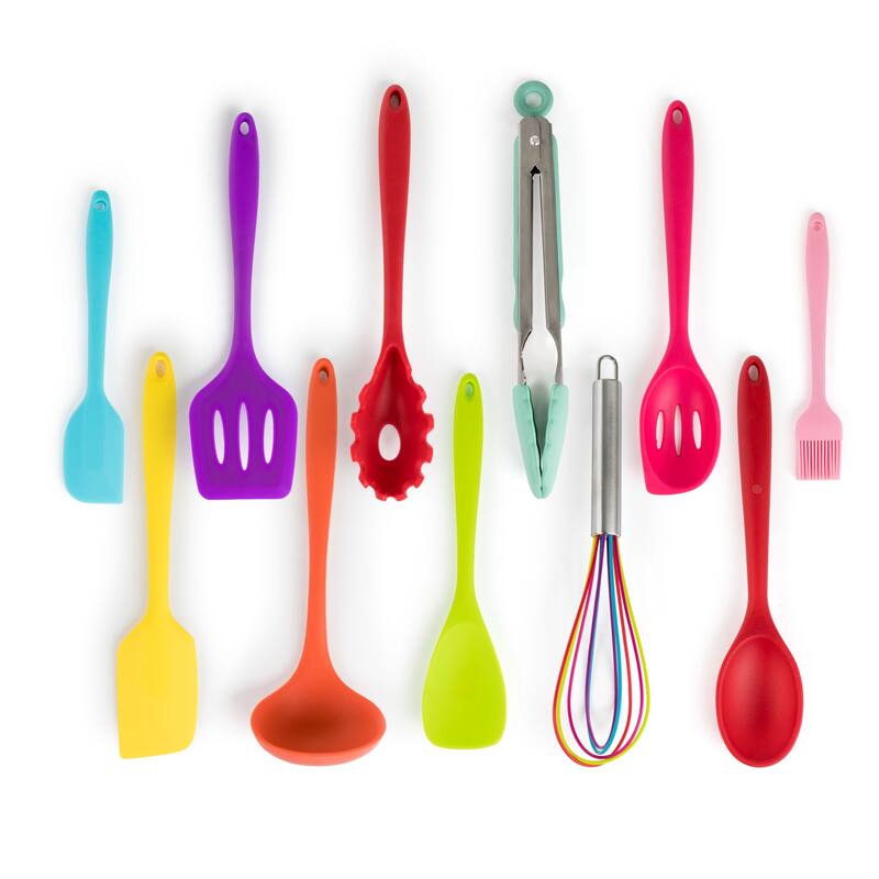 MegaChef 12 Piece Mulit-Color Silicone Kitchen Utensil Set