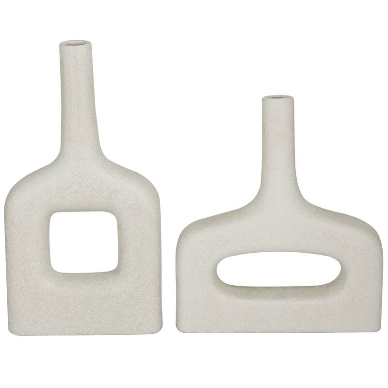 CosmoLiving by Cosmopolitan Stylish Ceramic Donut Shaped Vase (Set of 2) - Black or White