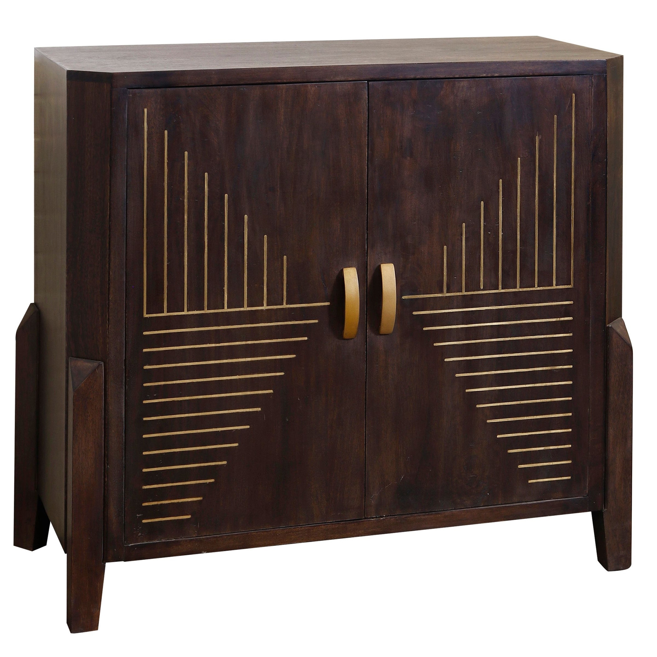 Vortex - Two Door Mango Wood Cabinet - Dark Cocoa Brown Finish