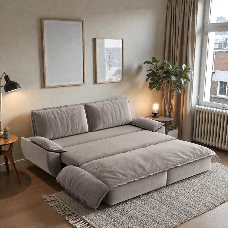 73.2" Pull Out Sofa Bed, 3-in-1 Convertible Queen Sleeper Sofa, Velvet Loveseat Couch for Living Room Bedroom