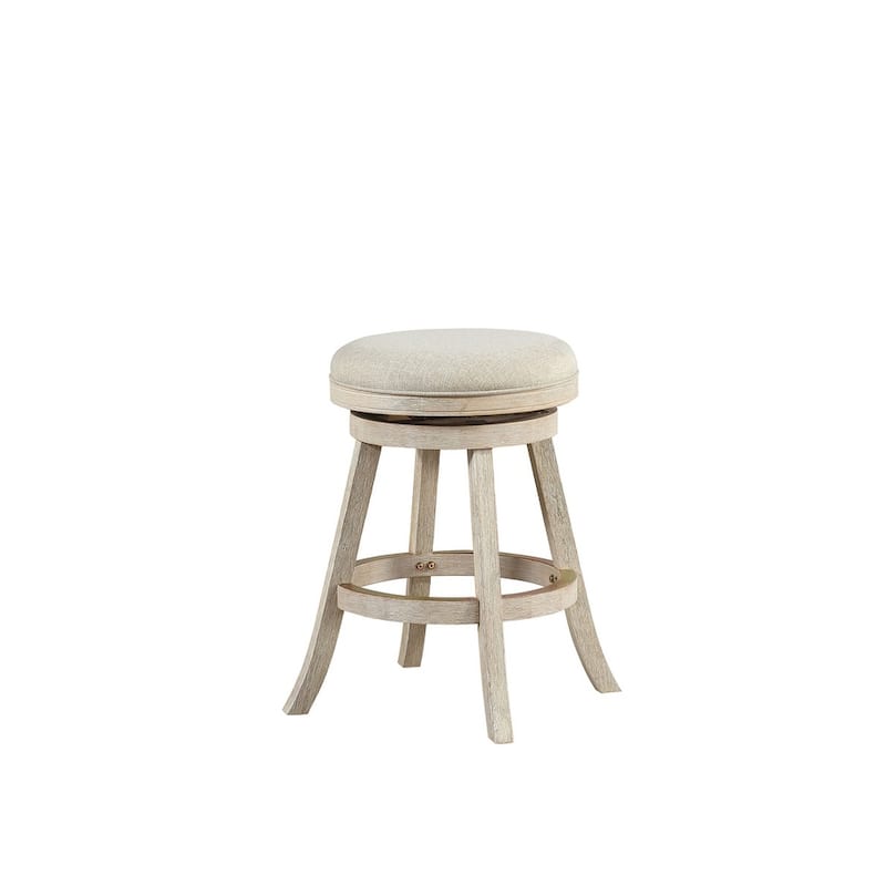 Fenton Swivel Backless Stool - Ivory Wire-Brush - Counter Height