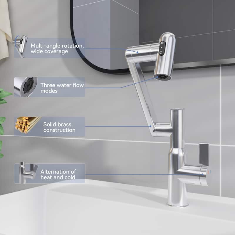Bathroom Sink Faucet with Temperature Display