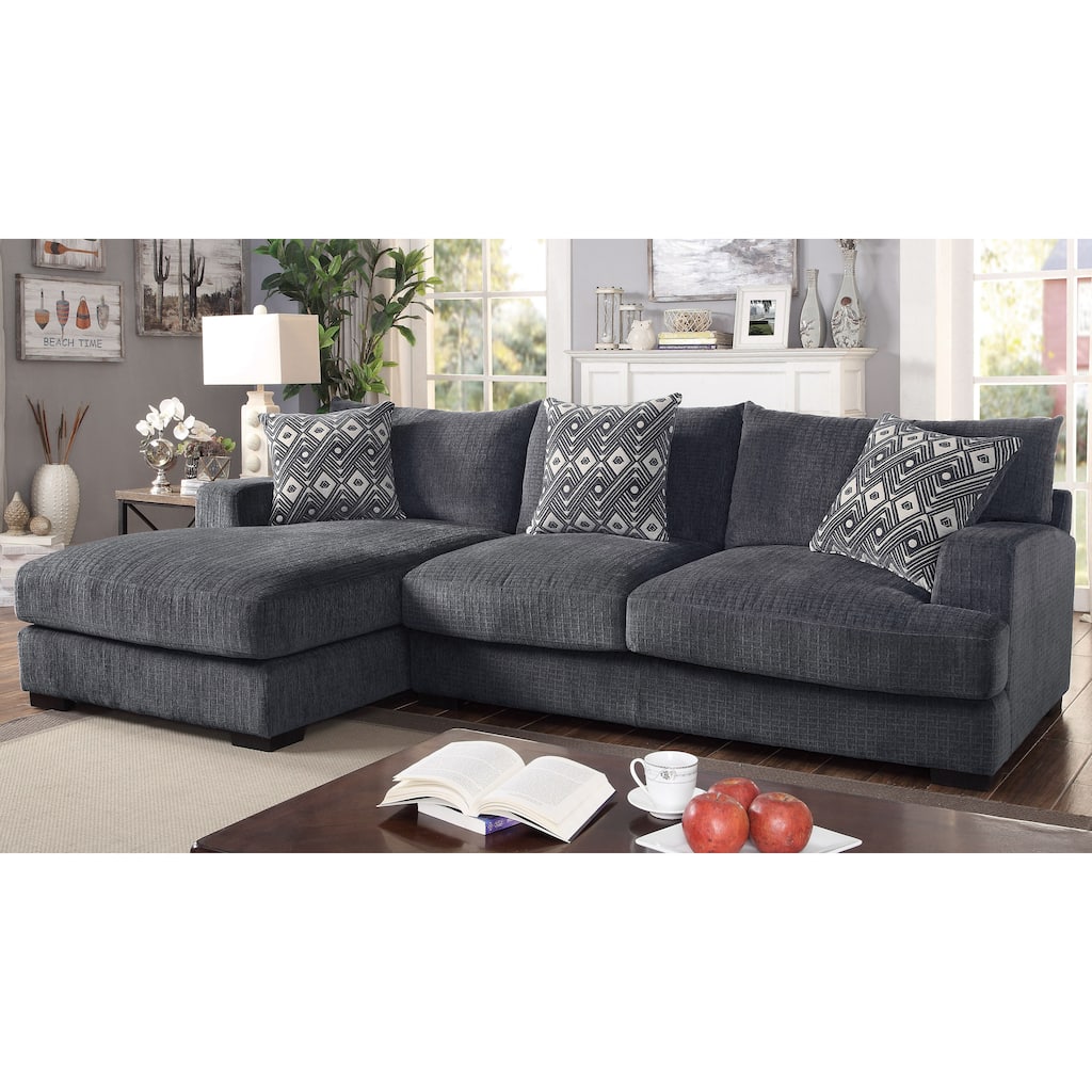 Kintra Contemporary Chenille Cushioned L-Shaped Sectional by Furniture of America