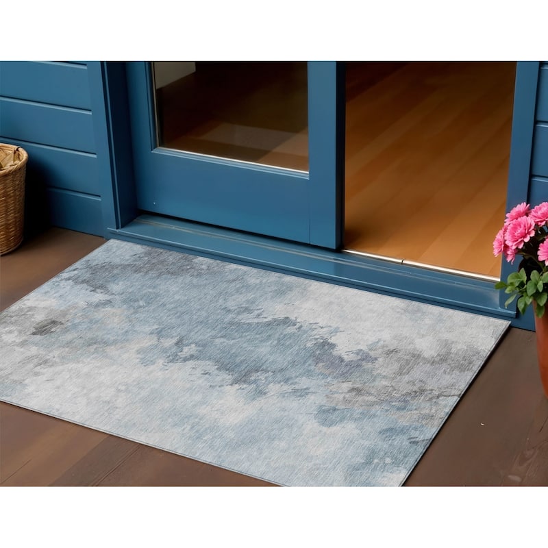 HomeRoots Abstract Transitional Rectangle Outdoor Rug - 3' x 5'