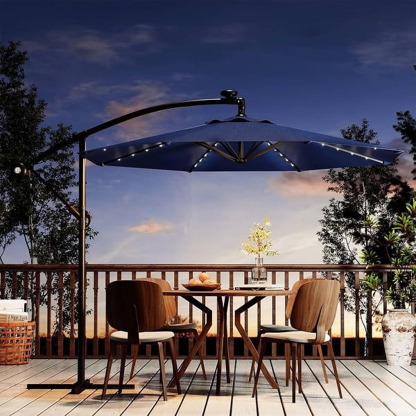 10 tilt solar lighted patio umbrella 10ft Solar Lights Patio Umbrella, Cantilever Umbrella with Easy Lift and  Tilt Adjustment - On Sale - Bed Bath & Beyond