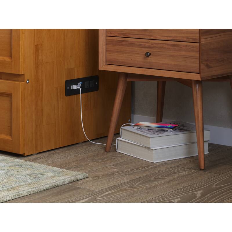 AFI Northfield Murphy Bed Chest with 6" Mattress, Storage Drawer & Built-In Charger