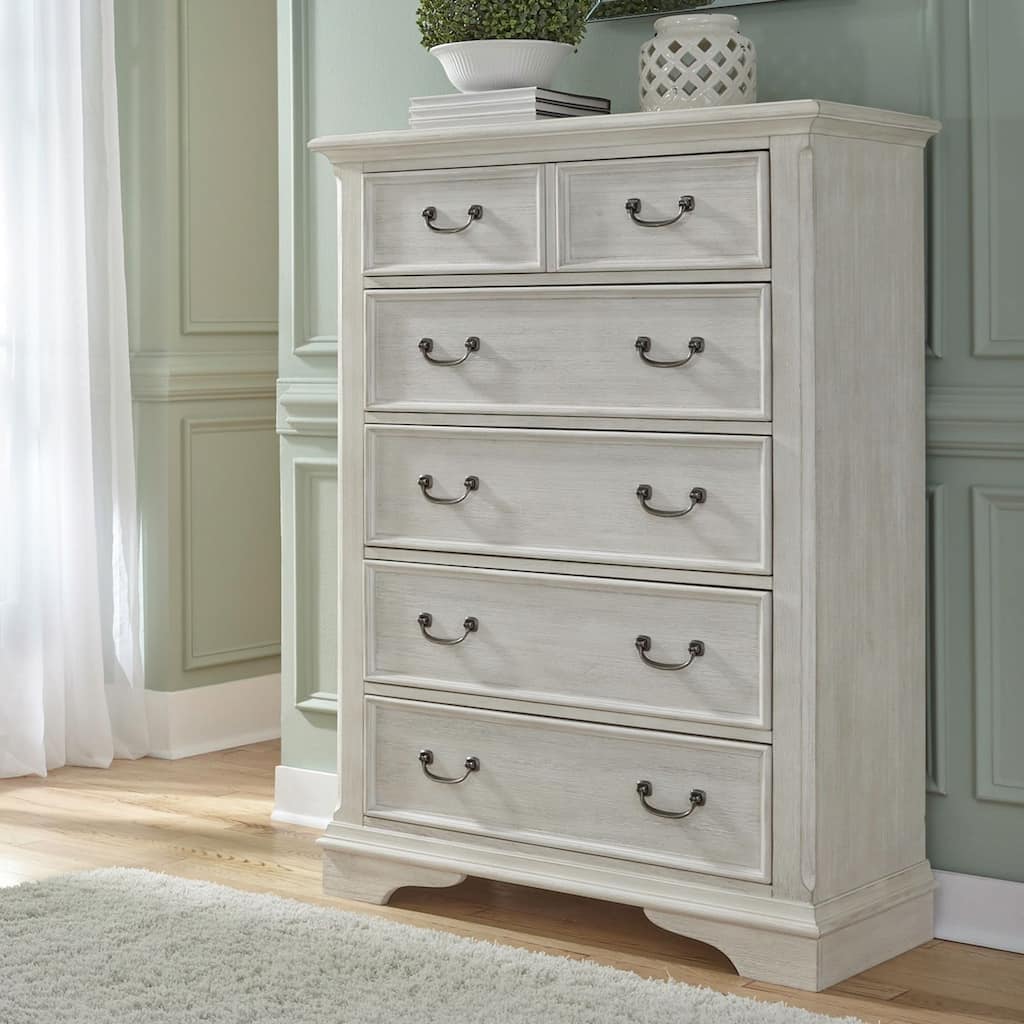Bayside Antique White 5 Drawer Chest
