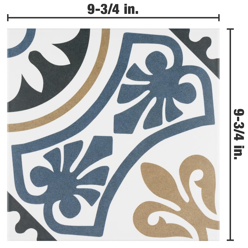 Merola Tile Majestic Tiena Blue 9-3/4" x 9-3/4" Porcelain Floor and Wall Tile