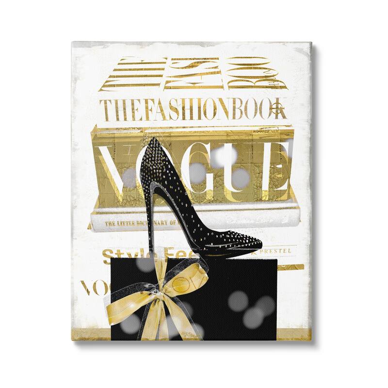 Stupell Fashion Books Stacked Glam Heels Canvas Wall Art by Madeline Blake - 30 x 40