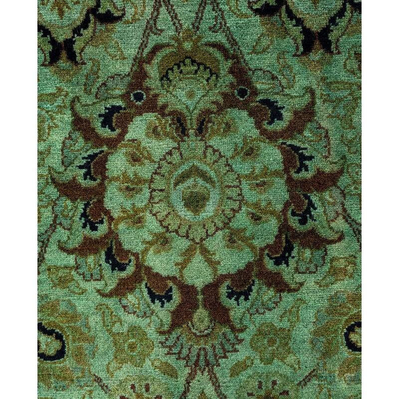 Overdyed One-of-a-Kind Hand-Knotted Area Rug - Green - 8' 1" x 8' 1"