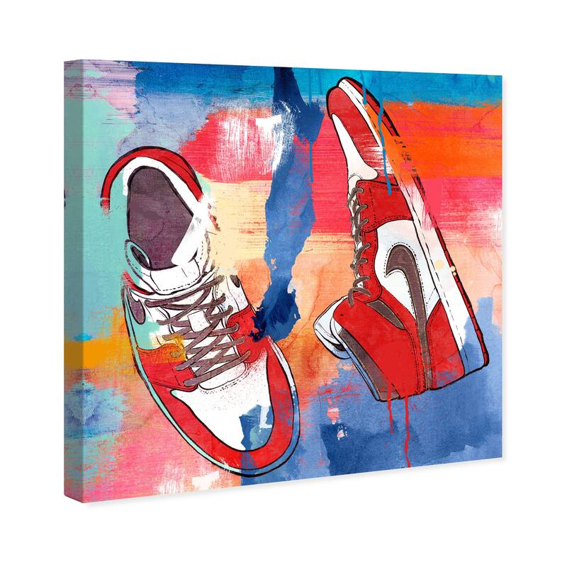 Wynwood Studio Fashion and Glam Sneaker Style II Red and Modern & Contemporary Wall Art Canvas Print