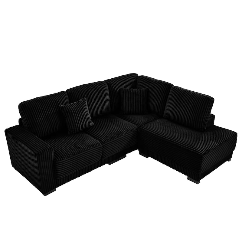93" Sectional Sofa, L-Shaped with Reversible Chaise Lounge, Upholstered in Soft Corduroy